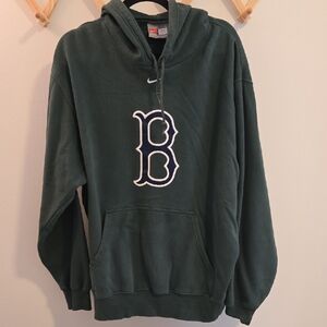 Boston Red Sox Nike Forest Green Hoodie with White B Logo, Mens Large